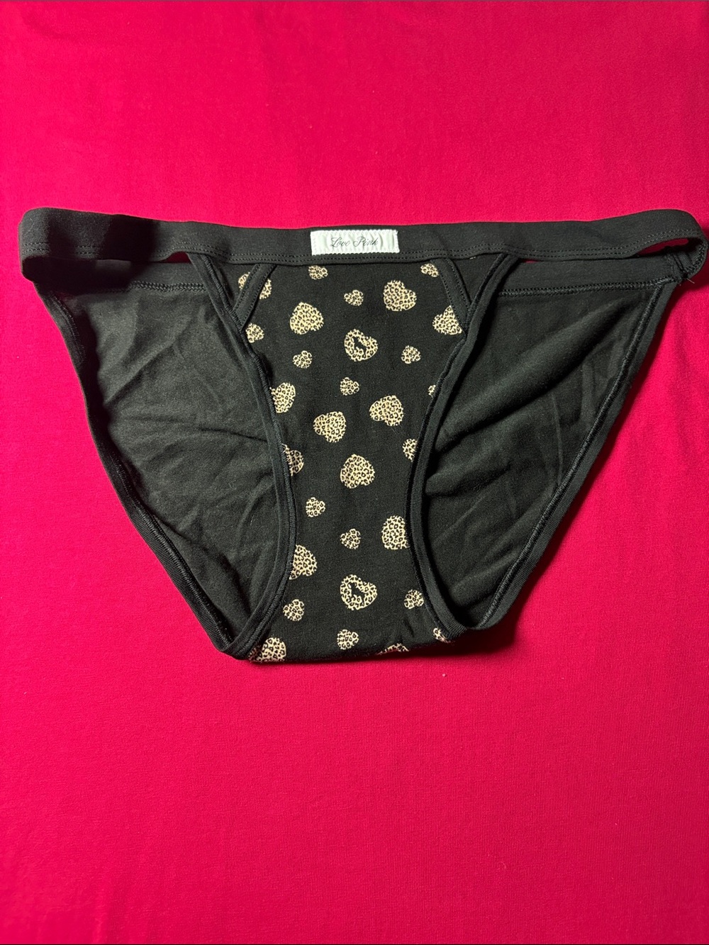 PINK Victoria's Secret Black Bikini Briefs with Gold Spot Print